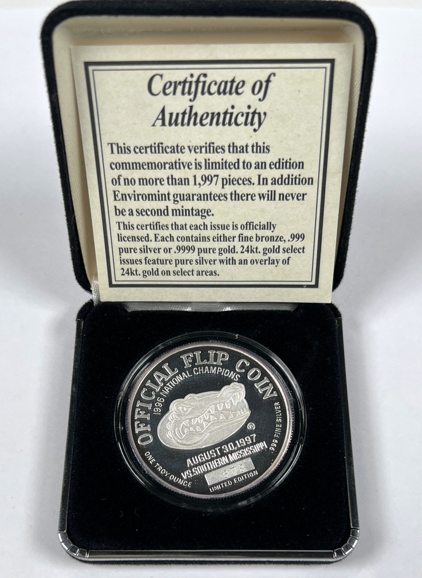 FLORIDA GATORS SILVER COIN FLIP (1 of 1)