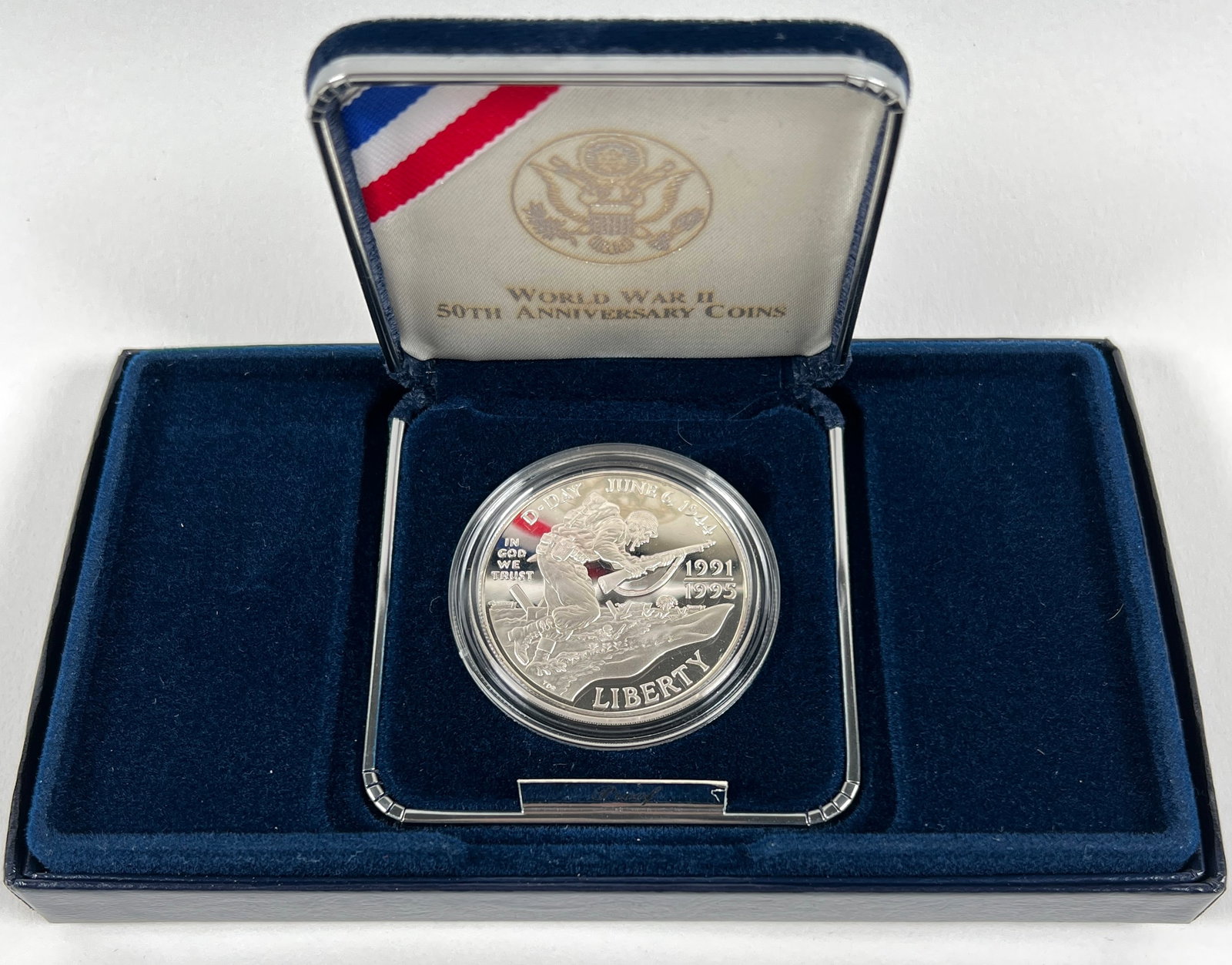 1991-5 WORLD WAR II SILVER DOLLAR: 50TH ANNIVERSARY, PROOF SILVER DOLLAR, OGP