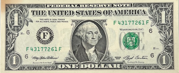 1993 U.S. $1 NOTE - WITHROW- BENTSON