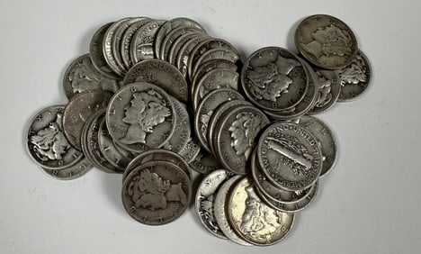 MERCURY SILVER DIME ROLL