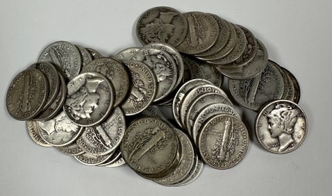 MERCURY SILVER DIME ROLL