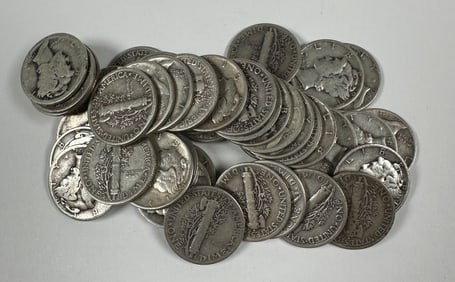 MERCURY SILVER DIME ROLL