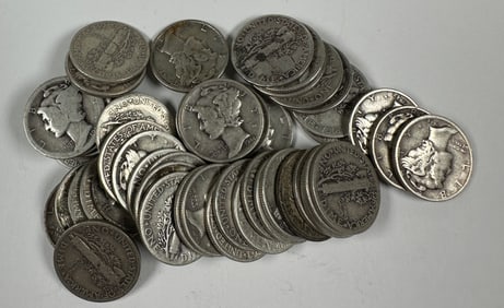 MERCURY SILVER DIME ROLL