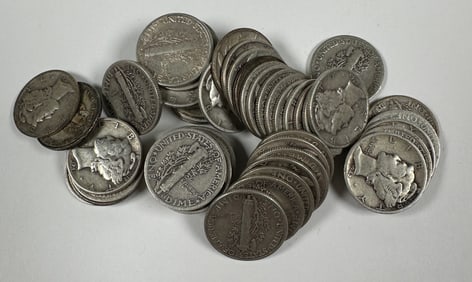 MERCURY SILVER DIME ROLL