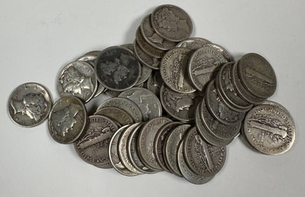 MERCURY SILVER DIME ROLL