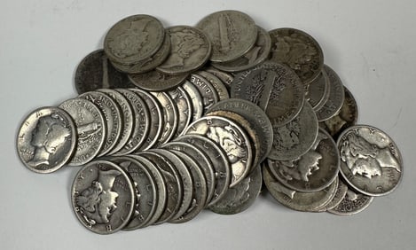 MERCURY SILVER DIME ROLL