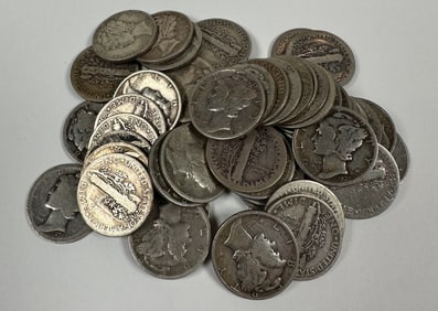 MERCURY SILVER DIME ROLL