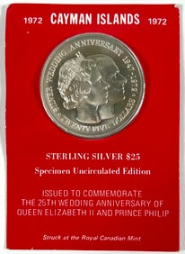 1972 CAYMAN ISLANDS $25 STERLING SILVER