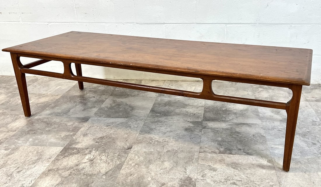 MID-CENTURY TEAK COFFEE TABLE: COFFEE TABLE BY MERSMAN, 20"X55"X15"