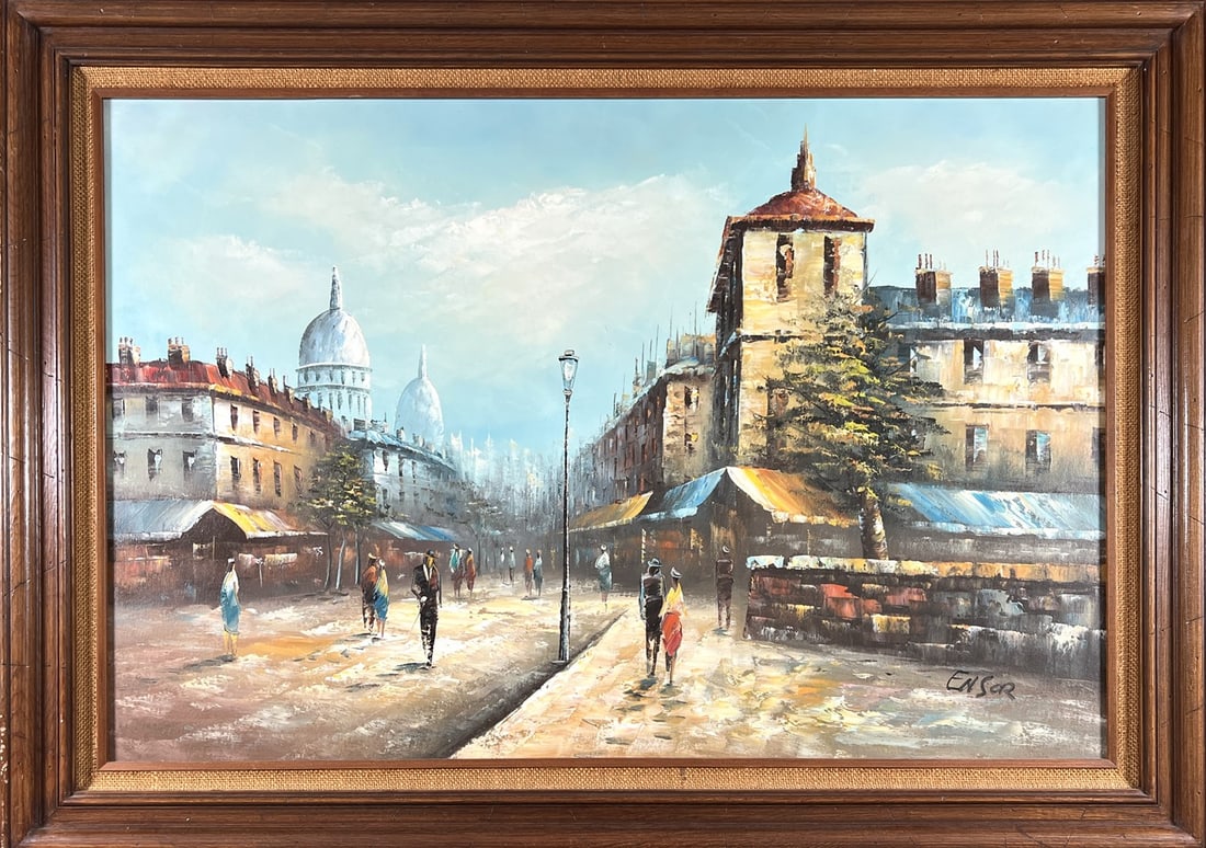ENSOR PARISIAN PAINTING: OIL ON CANVAS, SIGNED ENSOR. 42"X31"