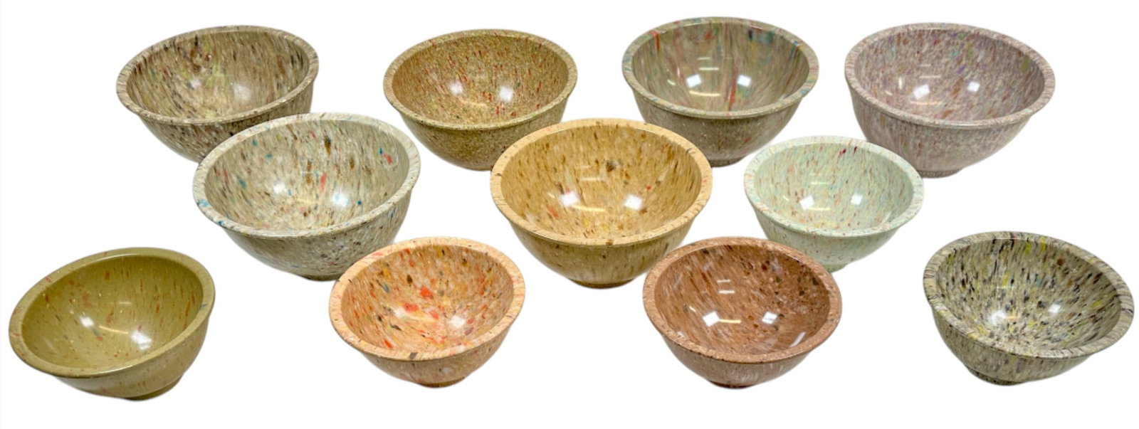 TEXAS WARE MELMAC MELAMINE CONFETTI BOWLS: 5 SMALL BOWLS, 8". 6 LARGE BOWLS 10"