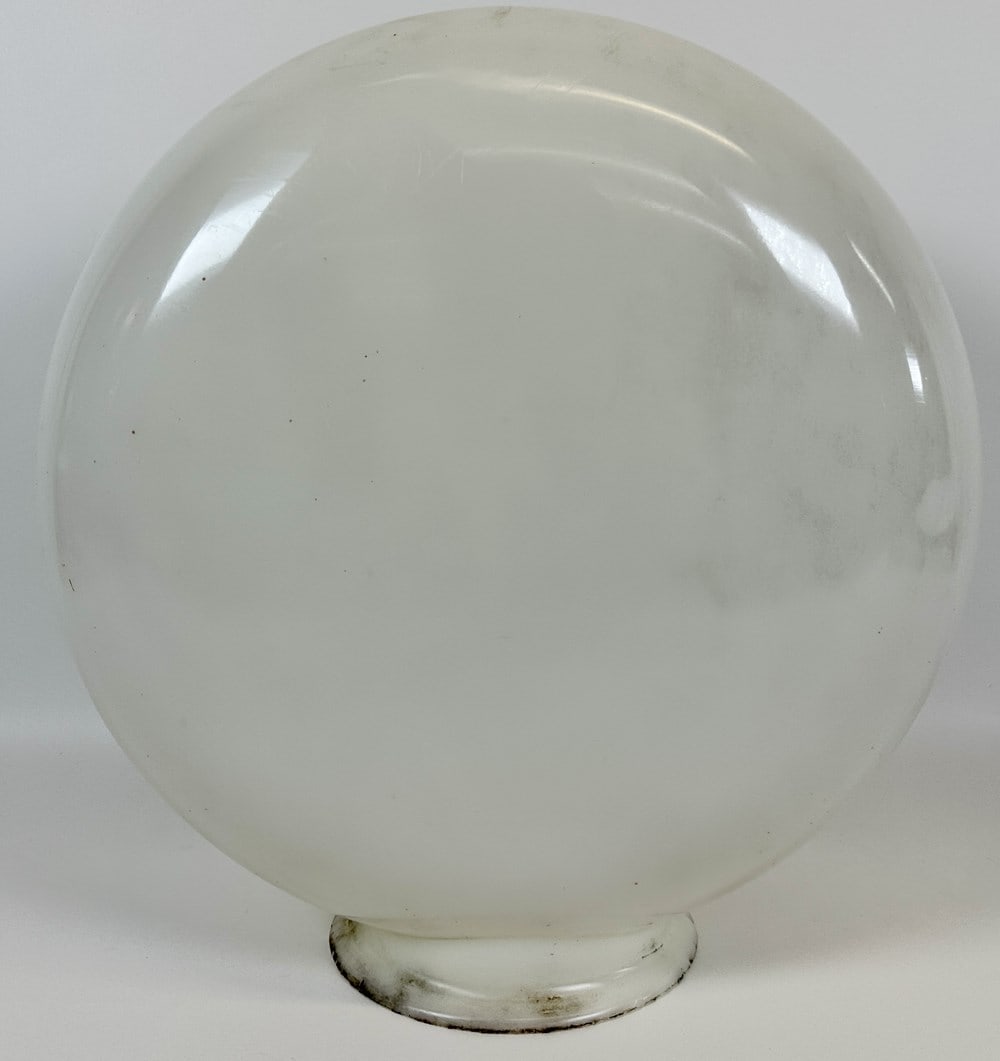 EARLY GLASS GAS PUMP GLOBE: AN EARLY DESIGN, UNBRANDED. 15"