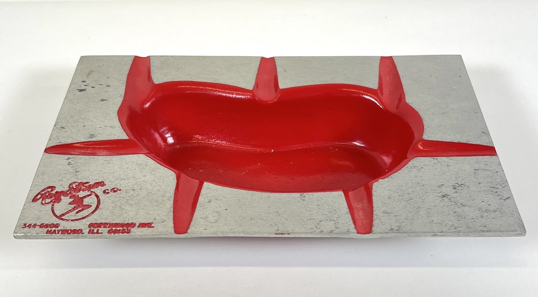 VINTAGE ROY-STROM ASHTRAY: ALUMINUM ASHTRAY. 6"X9"