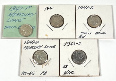 1941-P-D-S MERCURY DIMES UNCIRCULATED