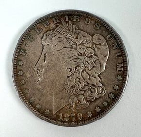 1879 MORGAN SILVER DOLLAR AU