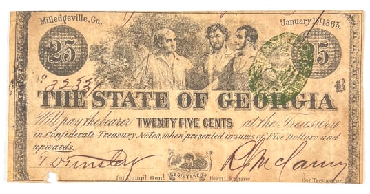 1863 STATE OF GEORGIA OBSOLETE NOTE