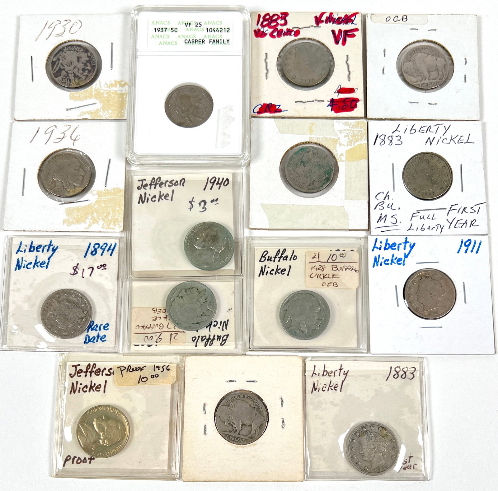 U.S. NICKEL COLLECTION: INCLUDES LIBERTY-V, BUFFALO, JEFFERSON