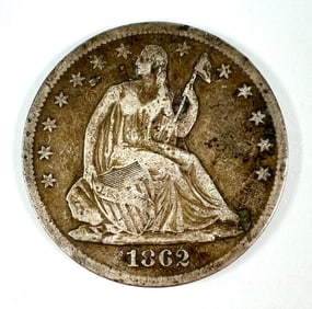 1862 LIBERTY SEATED HALF DOLLAR