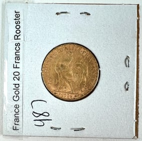 1906 FRANCE 20 FRANC GOLD ROOSTER