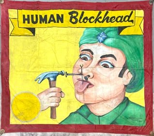 Sideshow Banner - Human Blockhead - Dick Beck