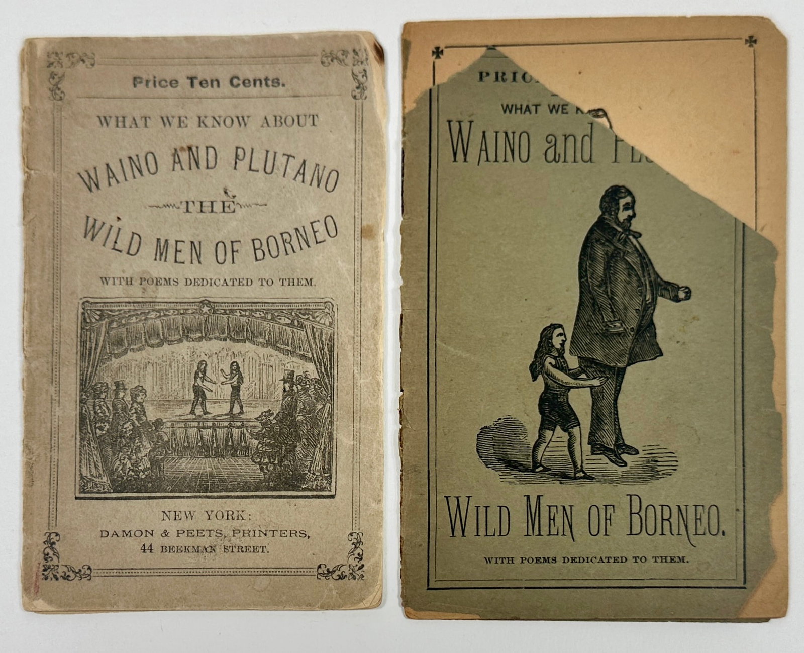 Waino & Plutano - Wild Men of Borneo: Pitch/sketch books on Waino and Plutano - The Wild Men of Borneo with poems dedicated to them. The dwarf brothers (Hiram W. and Barney Davis) were exceptionally strong and associated with P.T. Barnum 