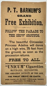 P.T. Barnum's Grand Free Exhibition Handbill