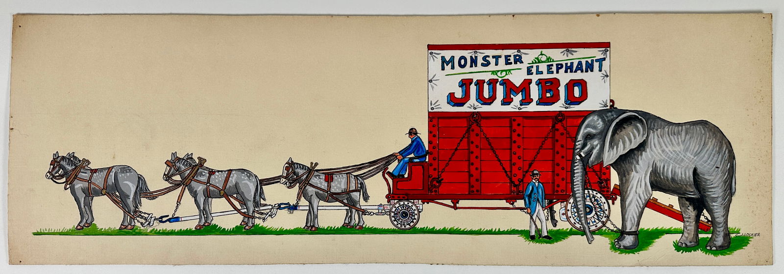 C.J. Lockier Painting of Jumbo and Wagon (1 of 2)
