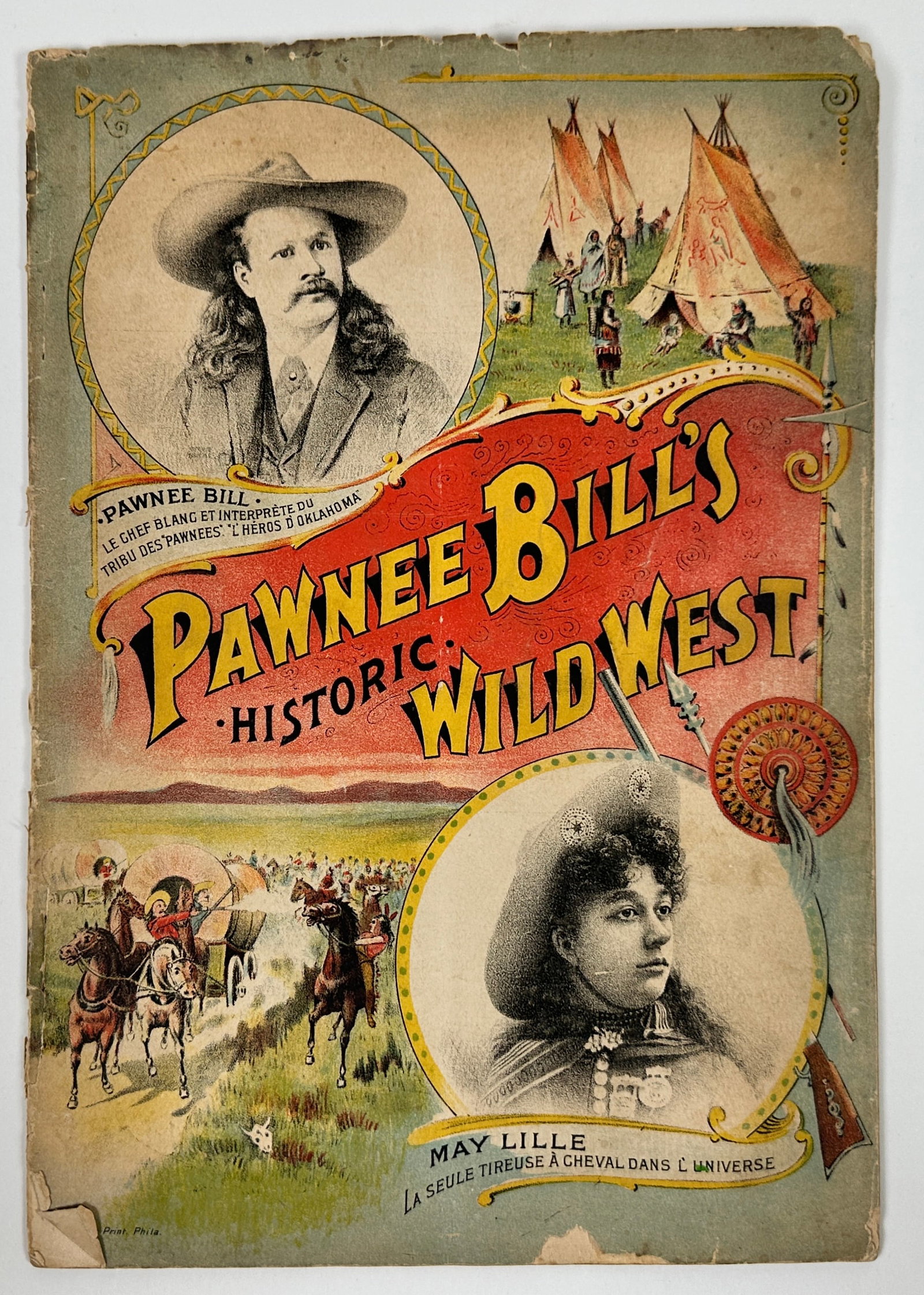 1894 Pawnee Bill's Historic Wild West Magazine: Historical magazine of the Pawnee Bill's Wild West show. 32 pages, areas of loss at covers, complete.