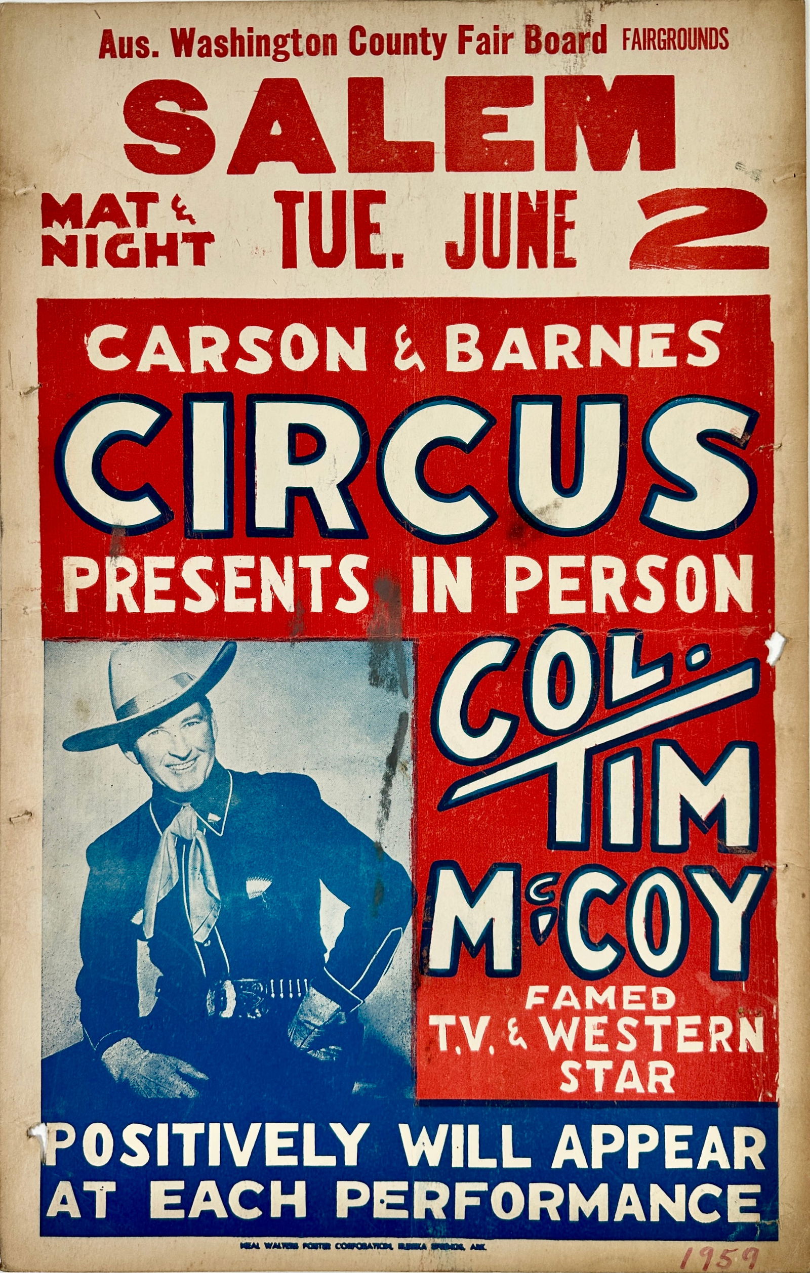 Carson & Barnes - Col. Tim McCoy Poster (1 of 1)