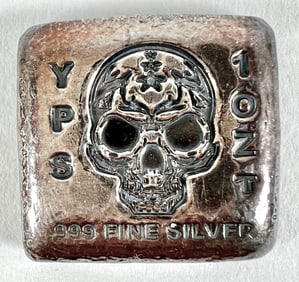 YPS Skull Designed Silver Ingot Bar