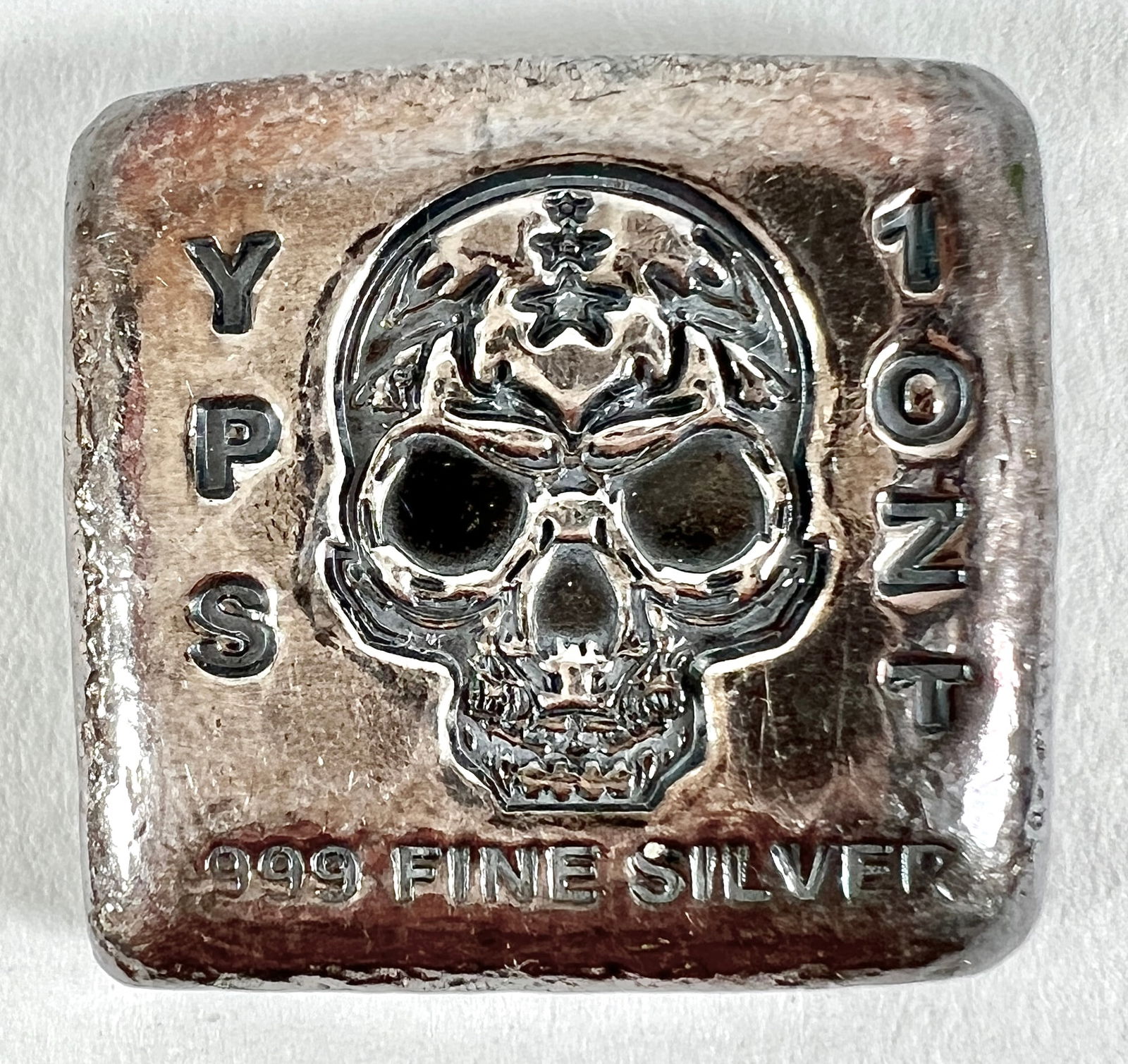 YPS Skull Designed Silver Ingot Bar (1 of 1)