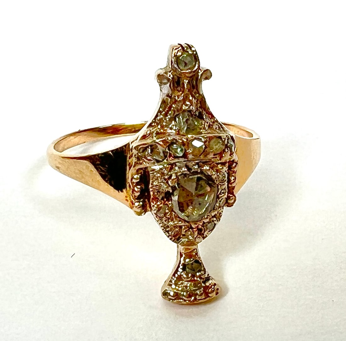 Victorian Mourning Ring in Gold with Diamond (1 of 1)