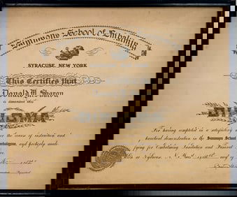 1933 School of Embalming Diploma