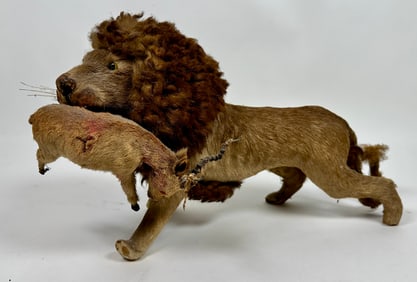 Diminutive Taxidermy Lion Hunt