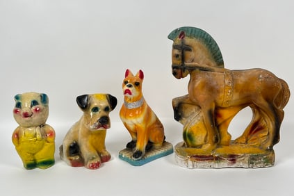 Collection of Carnival Chalkware Pieces
