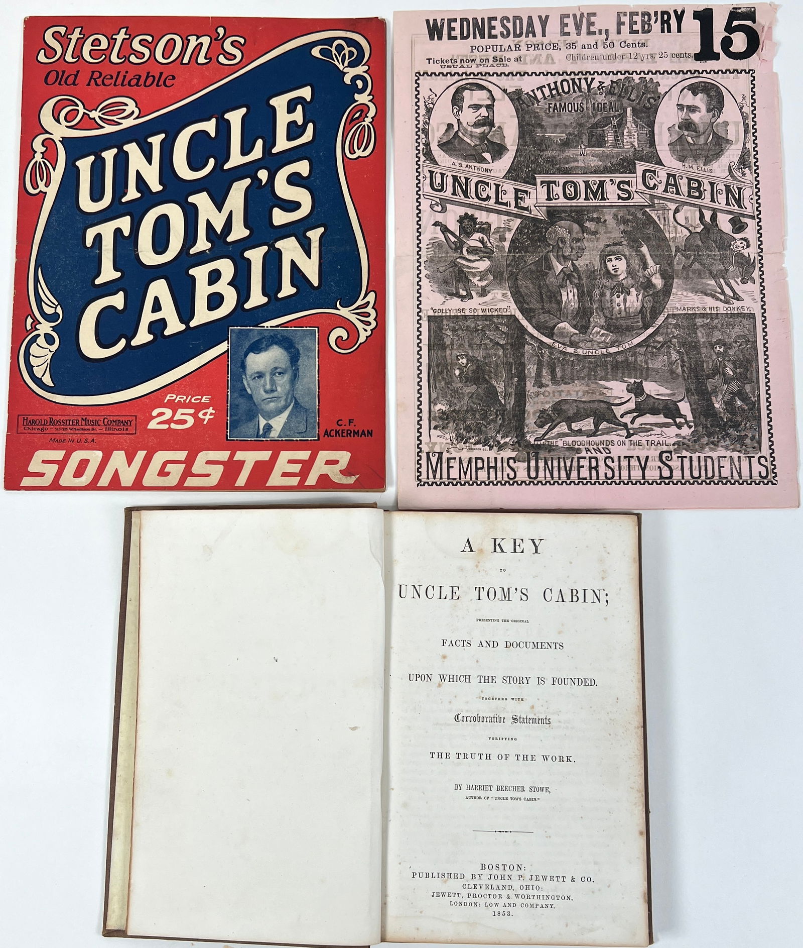 Uncle Tom's Cabin Memorabilia: A Key to Uncle Tom's Cabin - Facts and Documents upon which the story is founded, together with corroborative statements verifying the truth of the work - By Harriet Beecher Stowe - John P. Jewett & C