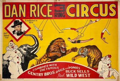 Dan Rice 3 Ring Circus Poster