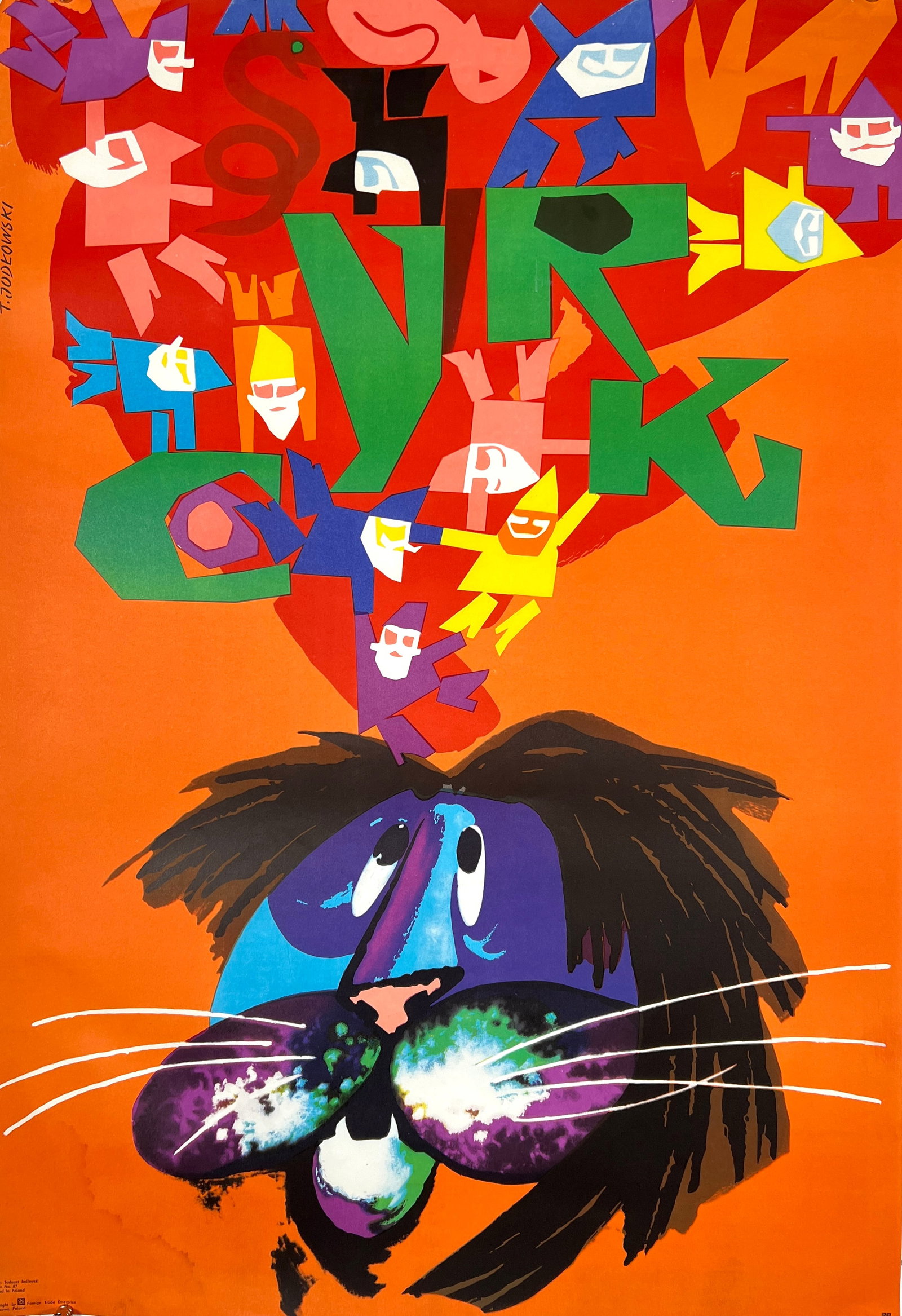 Cyrk (Poland) Lion Poster: One sheet, art by Tadeusz Jodlowski. Unmounted, light staining. 26"x38"