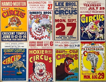 GIGANTIC ASSORTMENT OF ORIGINAL CIRCUS WINDOW CARDS