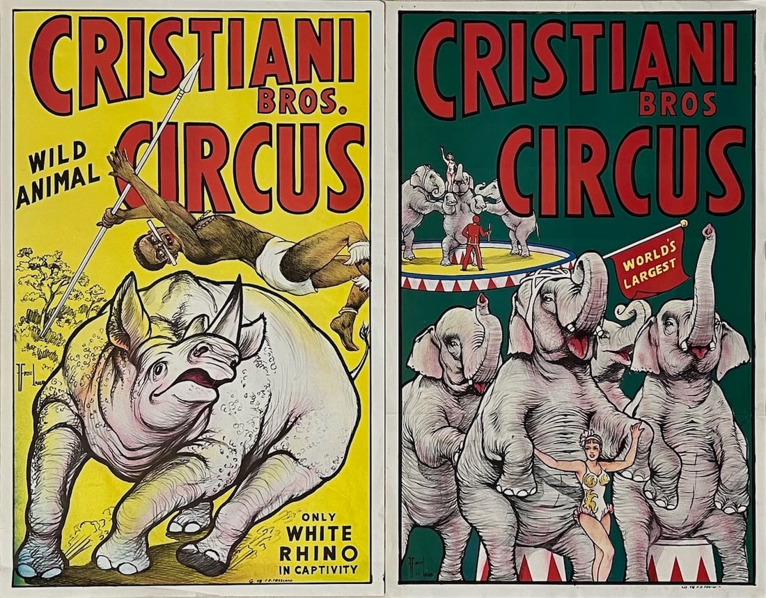 CRISTIANI BROS TWO ORIGINAL CIRCUS POSTERS (1 of 1)