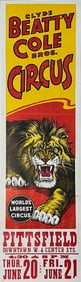CLYDE BEATTY-COLE BROS ORIGNAL CIRCUS POSTER