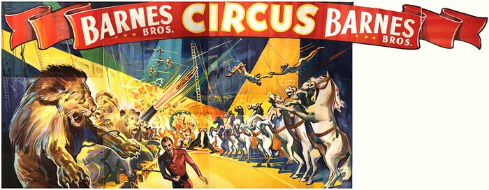 BARNES BROS ORIGINAL 28-SHEET BILLBOARD CIRCUS POSTER