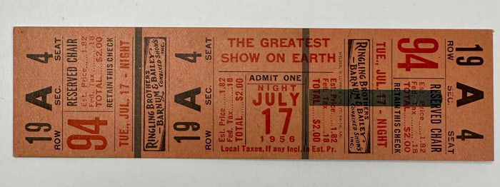 RINGLING BROS. BARNUM BAILEY CIRCUS - JULY 17, 1956