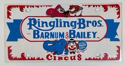 RINGLING BROS. BARNUM BAILEY CIRCUS - AUTO LICENSE PLATE