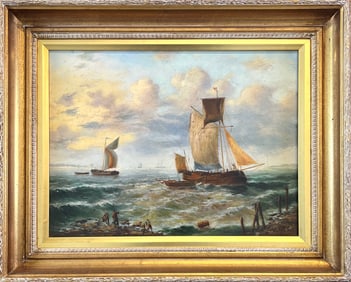 19TH C. NAUTICAL SEASCAPE PAINTING