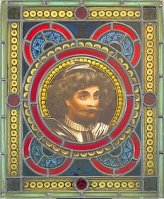 19TH C. GOTHIC REVIVAL STAINED GLASS ART PANEL