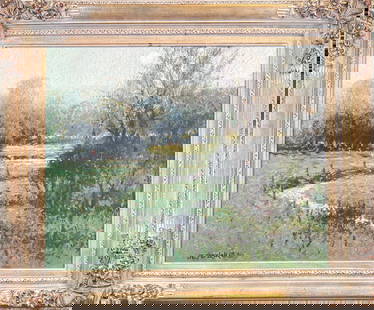 JOHN TERELAK GICLEE PAINTING: JOHN TERELAK (AMERICAN, B.1942) GICLEE PAINTING OF A STREAM THROUGH MEADOW. FRAMED, 33"X39". REQUIRES THIRD PARTY SHIPPING/TRANSPORTATION.