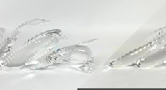 STEUBEN ART GLASS FIGURES: DOLPHINE, HORSE, GEESE. TALLEST 5"