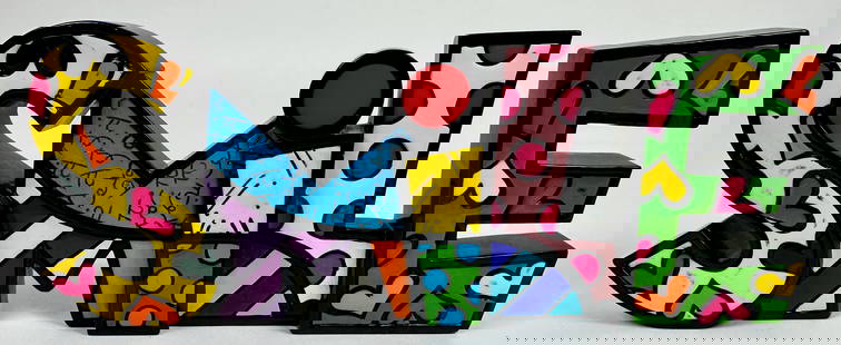 ROMERO BRITTO - GIFTCRAFT SIGN: COMPOSITE SMILE SIGN. 9"X3"X.5"