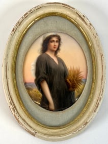 ANTIQUE PORCELAIN PAINTING - BIBILICAL RUTH